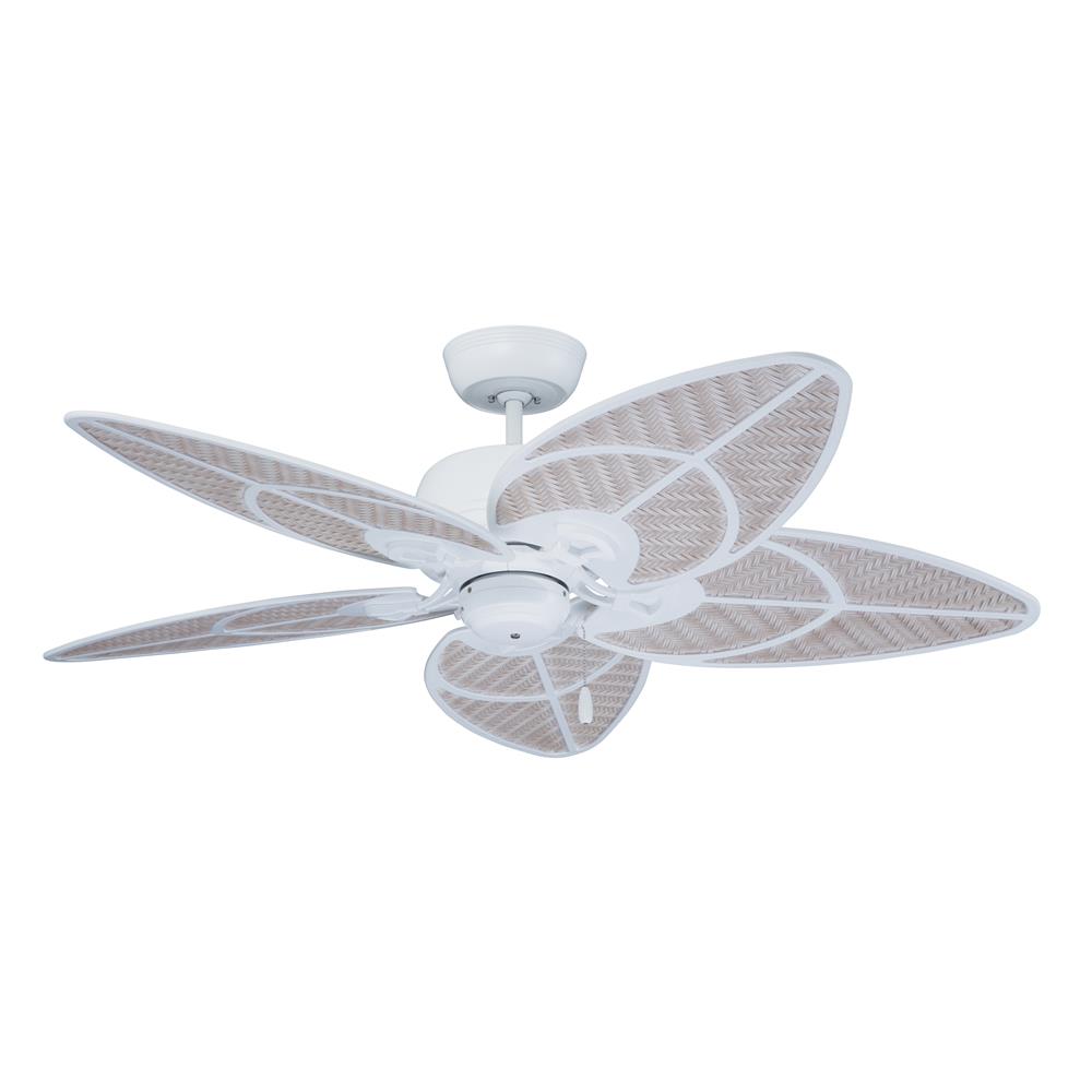 Emerson CF621SW Batalie Breeze Ceiling Fan in Satin White with All-Weather Light Wicker with Satin White Highlights Blades